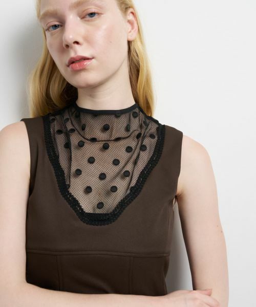 LANVIN en Bleu / ランバン オン ブルー ドレス | プリーツコンビマットサテンワンピース | 詳細4