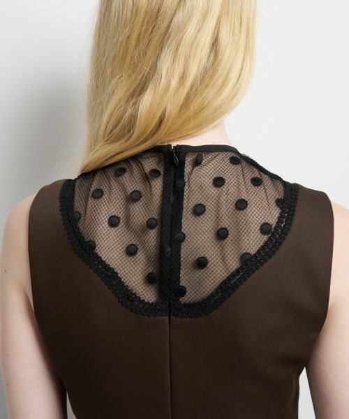 LANVIN en Bleu / ランバン オン ブルー ドレス | プリーツコンビマットサテンワンピース | 詳細5