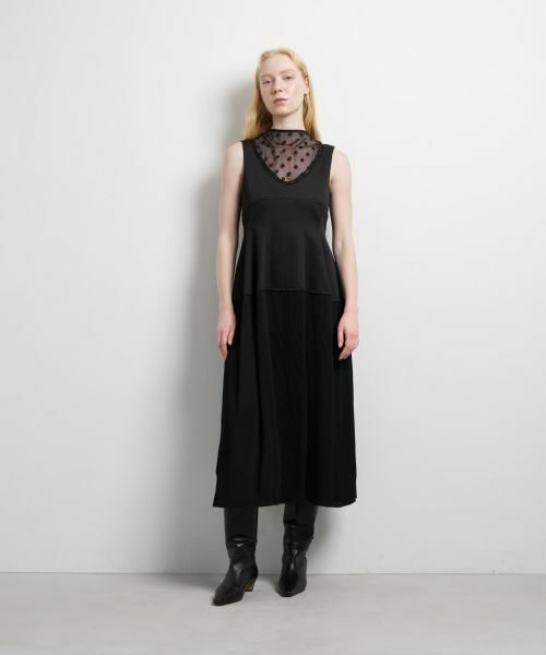 LANVIN en Bleu / ランバン オン ブルー ドレス | プリーツコンビマットサテンワンピース | 詳細6