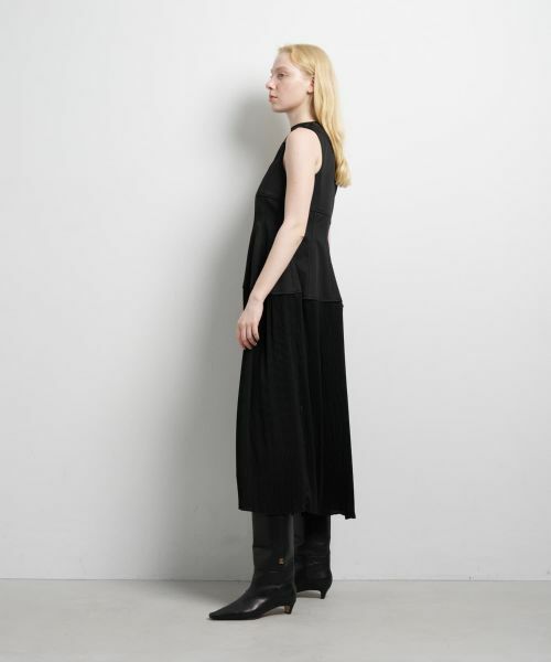 LANVIN en Bleu / ランバン オン ブルー ドレス | プリーツコンビマットサテンワンピース | 詳細7