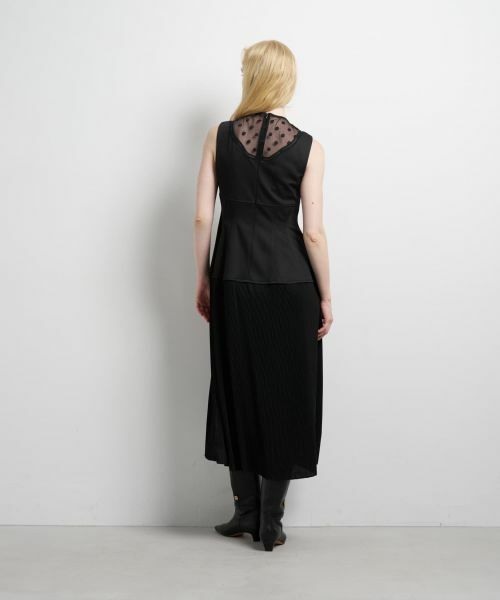 LANVIN en Bleu / ランバン オン ブルー ドレス | プリーツコンビマットサテンワンピース | 詳細8