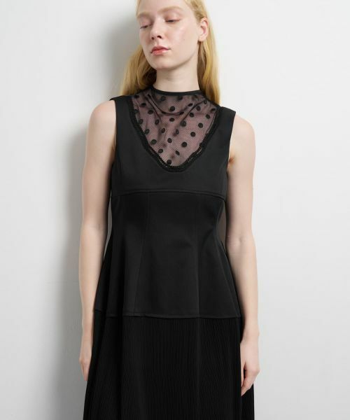 LANVIN en Bleu / ランバン オン ブルー ドレス | プリーツコンビマットサテンワンピース | 詳細9