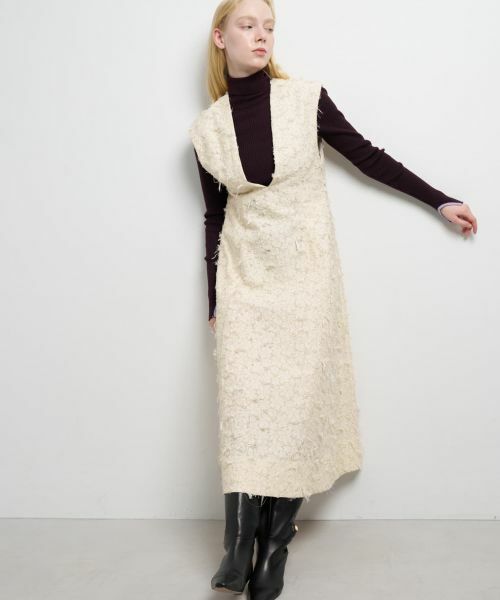 LANVIN en Bleu / ランバン オン ブルー ドレス | ハンドカットジャガードワンピース(ベージュ)