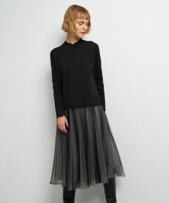 LANVIN en Bleu / ランバン オン ブルー ドレス | チュールプリーツコンビニットワンピース