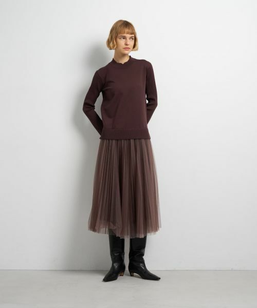 LANVIN en Bleu / ランバン オン ブルー ドレス | チュールプリーツコンビニットワンピース | 詳細1