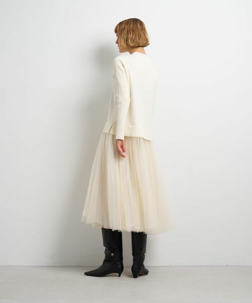 LANVIN en Bleu / ランバン オン ブルー ドレス | チュールプリーツコンビニットワンピース | 詳細10