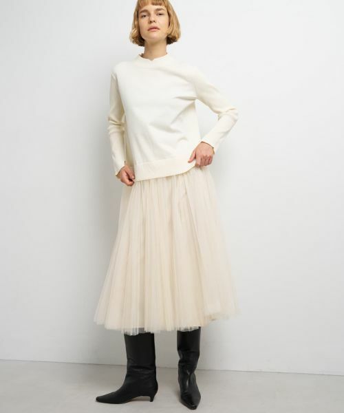 LANVIN en Bleu / ランバン オン ブルー ドレス | チュールプリーツコンビニットワンピース | 詳細11