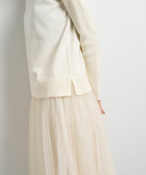 LANVIN en Bleu / ランバン オン ブルー ドレス | チュールプリーツコンビニットワンピース | 詳細13