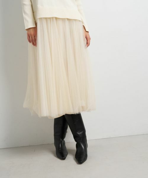 LANVIN en Bleu / ランバン オン ブルー ドレス | チュールプリーツコンビニットワンピース | 詳細14