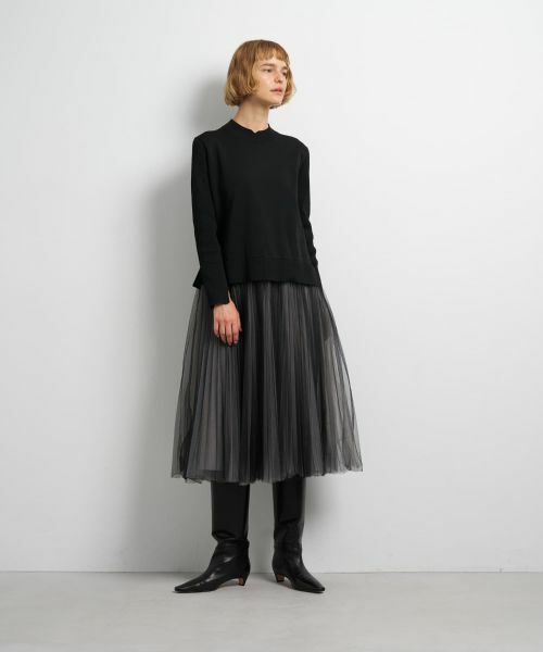 LANVIN en Bleu / ランバン オン ブルー ドレス | チュールプリーツコンビニットワンピース | 詳細15