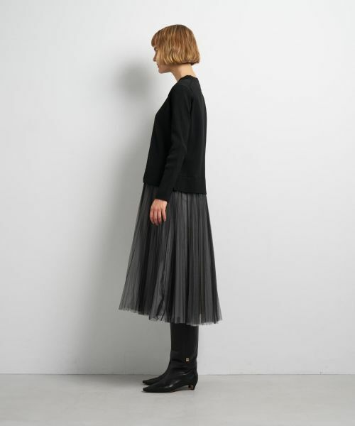 LANVIN en Bleu / ランバン オン ブルー ドレス | チュールプリーツコンビニットワンピース | 詳細16