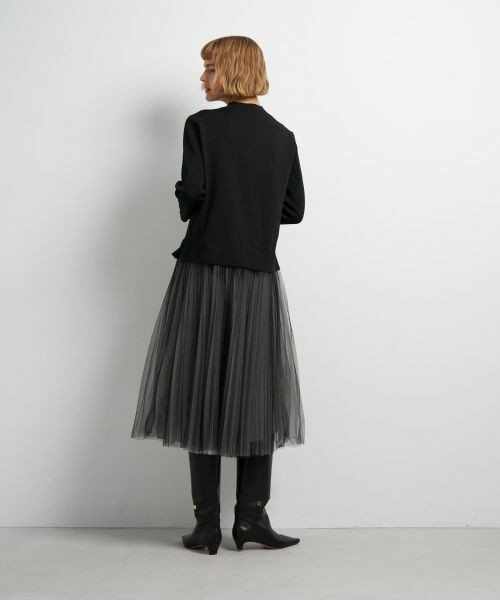 LANVIN en Bleu / ランバン オン ブルー ドレス | チュールプリーツコンビニットワンピース | 詳細17