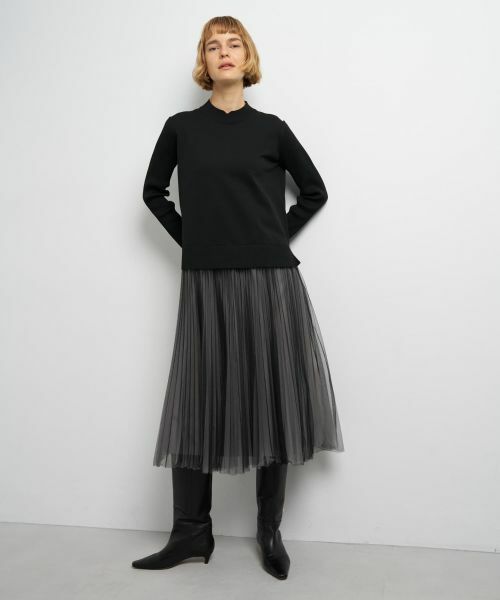 LANVIN en Bleu / ランバン オン ブルー ドレス | チュールプリーツコンビニットワンピース | 詳細18