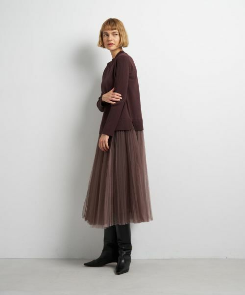 LANVIN en Bleu / ランバン オン ブルー ドレス | チュールプリーツコンビニットワンピース | 詳細2