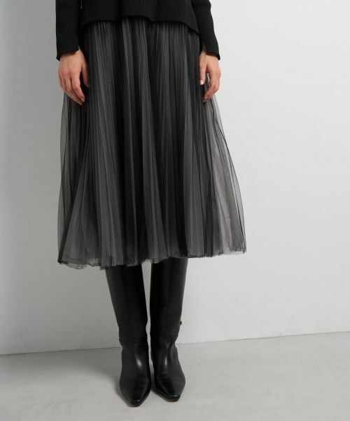 LANVIN en Bleu / ランバン オン ブルー ドレス | チュールプリーツコンビニットワンピース | 詳細21