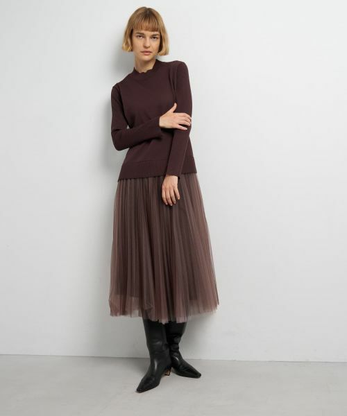 LANVIN en Bleu / ランバン オン ブルー ドレス | チュールプリーツコンビニットワンピース | 詳細4