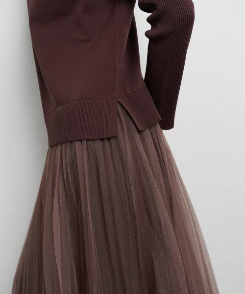 LANVIN en Bleu / ランバン オン ブルー ドレス | チュールプリーツコンビニットワンピース | 詳細6