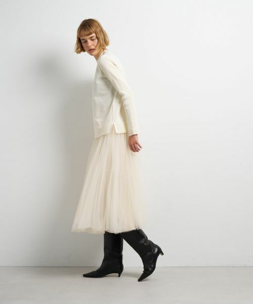 LANVIN en Bleu / ランバン オン ブルー ドレス | チュールプリーツコンビニットワンピース | 詳細9