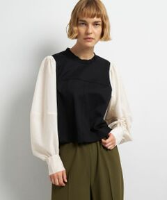 LANVIN en Bleu / ランバン オン ブルー Tシャツ | ボリュームスリーブコンビブラウス