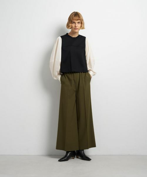 LANVIN en Bleu / ランバン オン ブルー Tシャツ | ボリュームスリーブコンビブラウス | 詳細1