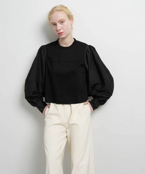 LANVIN en Bleu / ランバン オン ブルー Tシャツ | ボリュームスリーブコンビブラウス | 詳細12