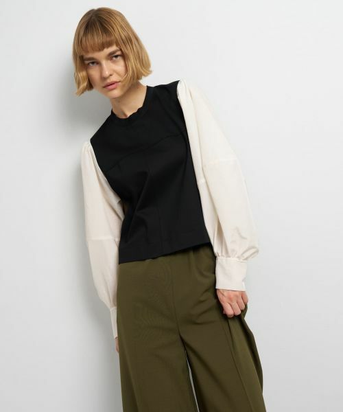 LANVIN en Bleu / ランバン オン ブルー Tシャツ | ボリュームスリーブコンビブラウス | 詳細4