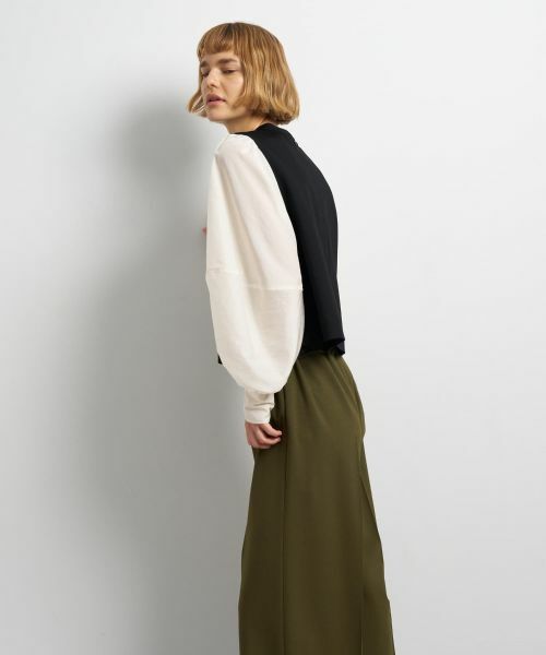 LANVIN en Bleu / ランバン オン ブルー Tシャツ | ボリュームスリーブコンビブラウス | 詳細5