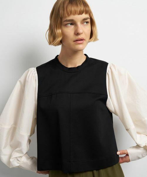 LANVIN en Bleu / ランバン オン ブルー Tシャツ | ボリュームスリーブコンビブラウス | 詳細7