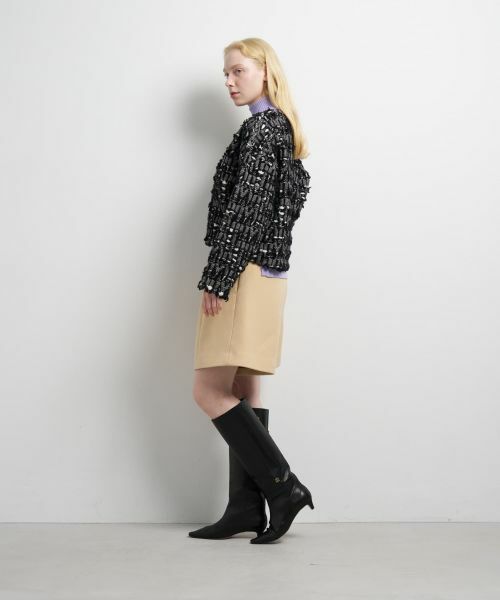 LANVIN en Bleu / ランバン オン ブルー カーディガン・ボレロ | ロゴカットジャガードニットジャケット | 詳細2