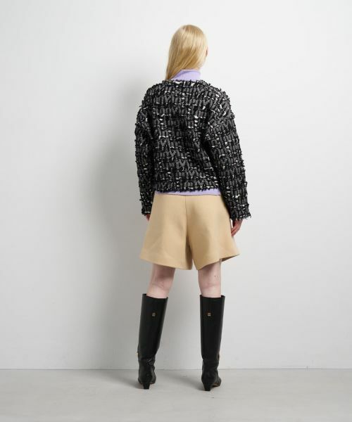 LANVIN en Bleu / ランバン オン ブルー カーディガン・ボレロ | ロゴカットジャガードニットジャケット | 詳細3