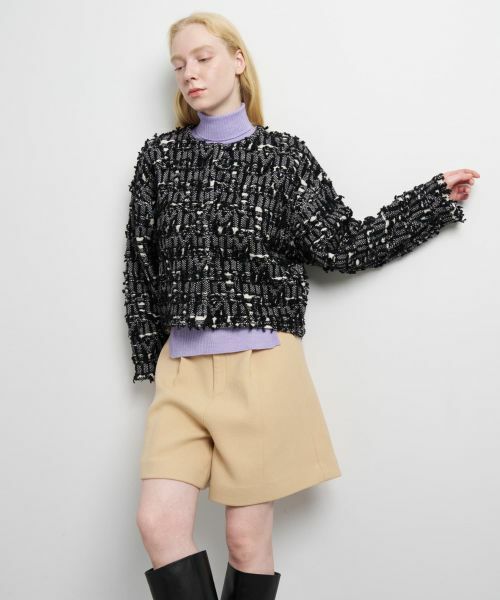 LANVIN en Bleu / ランバン オン ブルー カーディガン・ボレロ | ロゴカットジャガードニットジャケット | 詳細4