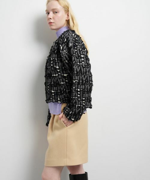 LANVIN en Bleu / ランバン オン ブルー カーディガン・ボレロ | ロゴカットジャガードニットジャケット | 詳細5