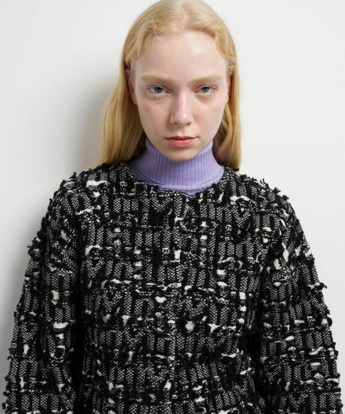 LANVIN en Bleu / ランバン オン ブルー カーディガン・ボレロ | ロゴカットジャガードニットジャケット | 詳細8