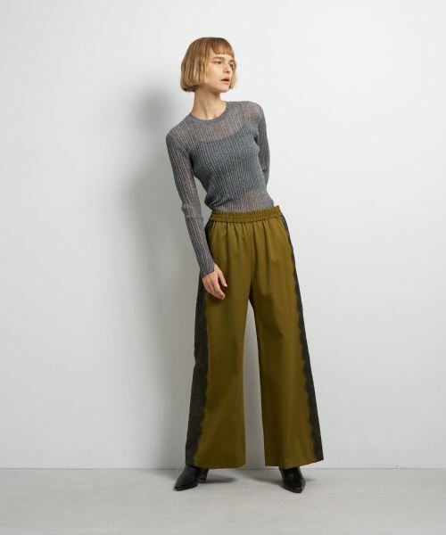 LANVIN en Bleu / ランバン オン ブルー その他パンツ | サイドレースウールゴムパンツ | 詳細10