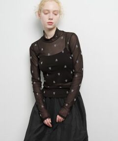 LANVIN en Bleu / ランバン オン ブルー Tシャツ | ART DECO 100th Anniversaryフロッキープリントチュールカットソー