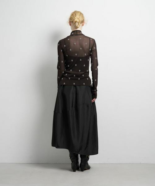 LANVIN en Bleu / ランバン オン ブルー Tシャツ | ART DECO 100th Anniversaryフロッキープリントチュールカットソー | 詳細3