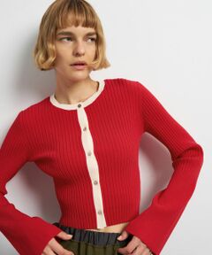 LANVIN en Bleu / ランバン オン ブルー カーディガン・ボレロ | バイカラーリブショートカーディガン