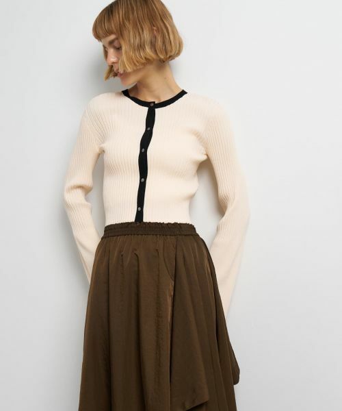 LANVIN en Bleu / ランバン オン ブルー カーディガン・ボレロ | バイカラーリブショートカーディガン | 詳細11