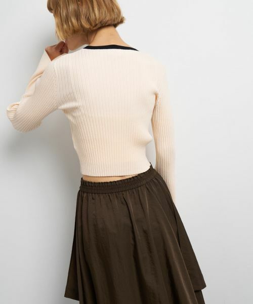 LANVIN en Bleu / ランバン オン ブルー カーディガン・ボレロ | バイカラーリブショートカーディガン | 詳細13