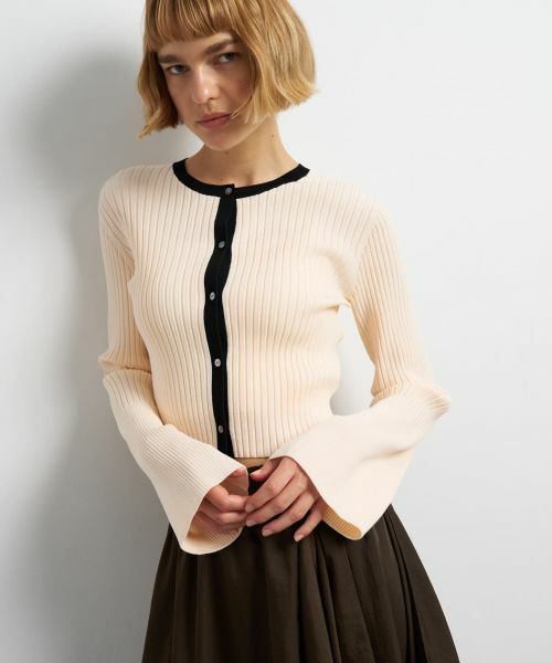 LANVIN en Bleu / ランバン オン ブルー カーディガン・ボレロ | バイカラーリブショートカーディガン | 詳細14