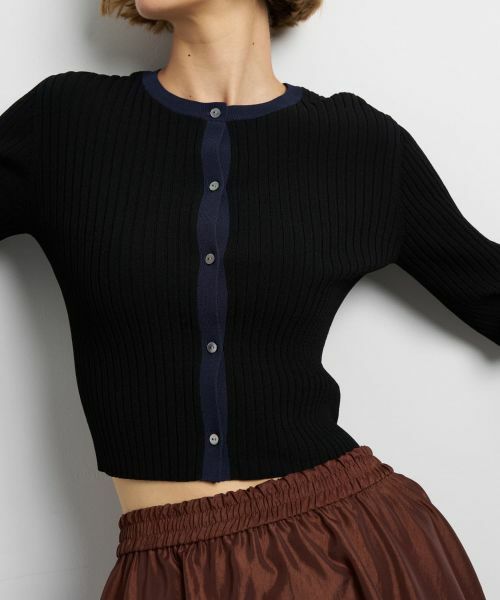 LANVIN en Bleu / ランバン オン ブルー カーディガン・ボレロ | バイカラーリブショートカーディガン | 詳細21
