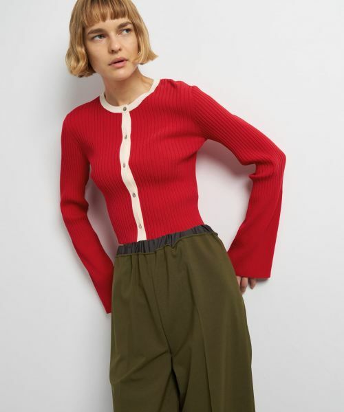 LANVIN en Bleu / ランバン オン ブルー カーディガン・ボレロ | バイカラーリブショートカーディガン | 詳細4