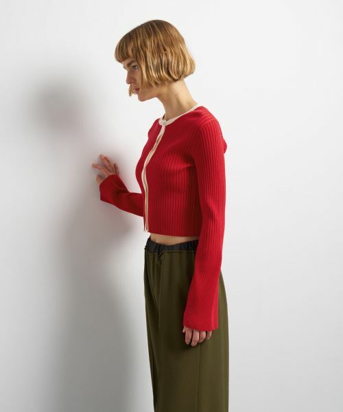 LANVIN en Bleu / ランバン オン ブルー カーディガン・ボレロ | バイカラーリブショートカーディガン | 詳細5