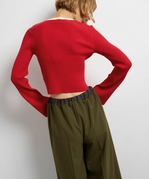 LANVIN en Bleu / ランバン オン ブルー カーディガン・ボレロ | バイカラーリブショートカーディガン | 詳細6