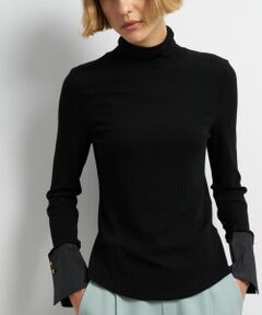 LANVIN en Bleu / ランバン オン ブルー Tシャツ | カシミヤシルクカフスコンビカットソー