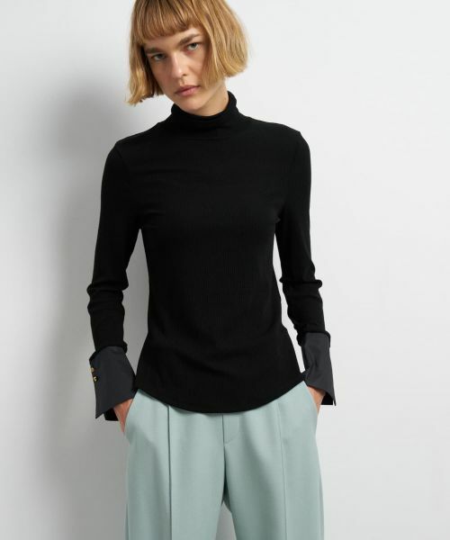 LANVIN en Bleu / ランバン オン ブルー Tシャツ | カシミヤシルクカフスコンビカットソー | 詳細12