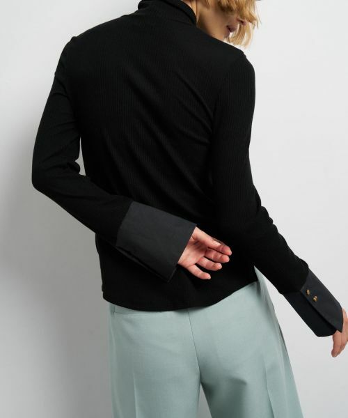 LANVIN en Bleu / ランバン オン ブルー Tシャツ | カシミヤシルクカフスコンビカットソー | 詳細14