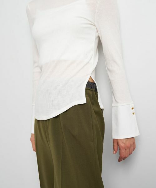 LANVIN en Bleu / ランバン オン ブルー Tシャツ | カシミヤシルクカフスコンビカットソー | 詳細8