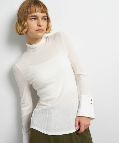 LANVIN en Bleu / ランバン オン ブルー Tシャツ | カシミヤシルクカフスコンビカットソー（オフホワイト）