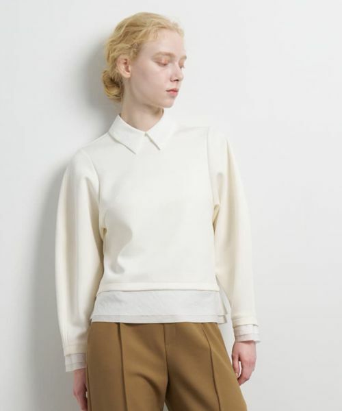 LANVIN en Bleu / ランバン オン ブルー Tシャツ | シャツカラーコンビカットソー | 詳細4